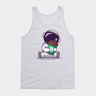 Cute Astronaut Holding Coffee Cup Tank Top